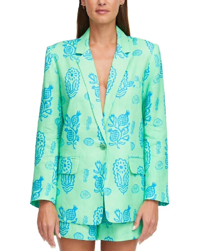 RHODE Winnefred Linen Jacket Herringbone Jacket Houndstooth Jacket Plaid Jacket