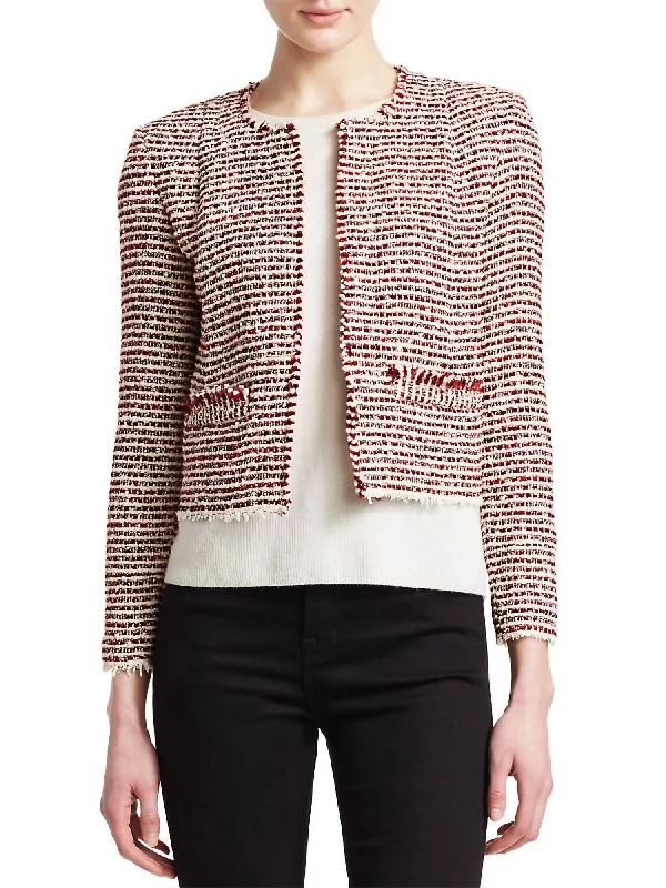 Riona Jacket In Red/white Collared Jacket Crew Neck Jacket Turtle Neck Jacket