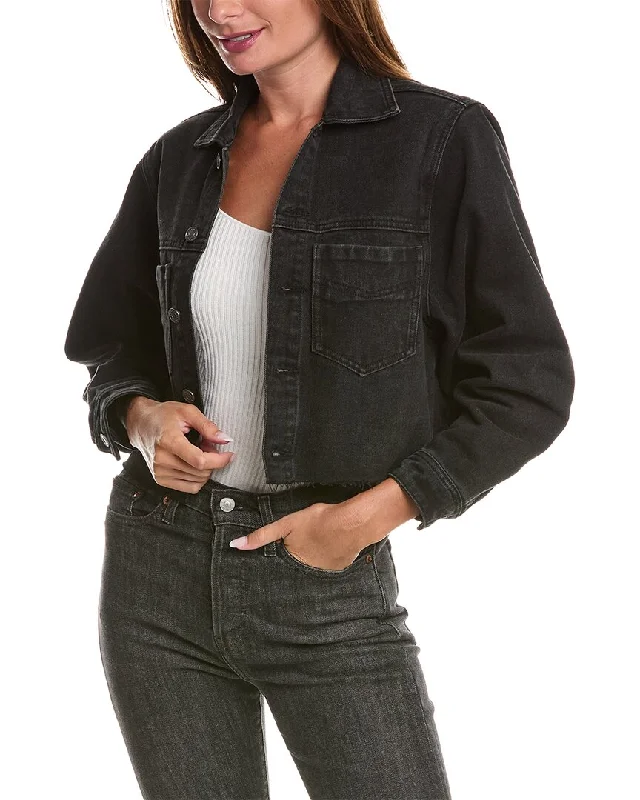 Saltwater Luxe Cropped Denim Jacket Cotton Fabric Linen Fabric Terry Fabric