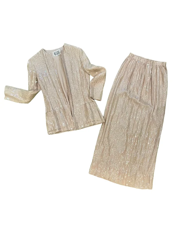 Sequined Jacket and Skirt Set Bill Blass Trench Coat Raincoat Waterproof Jacket