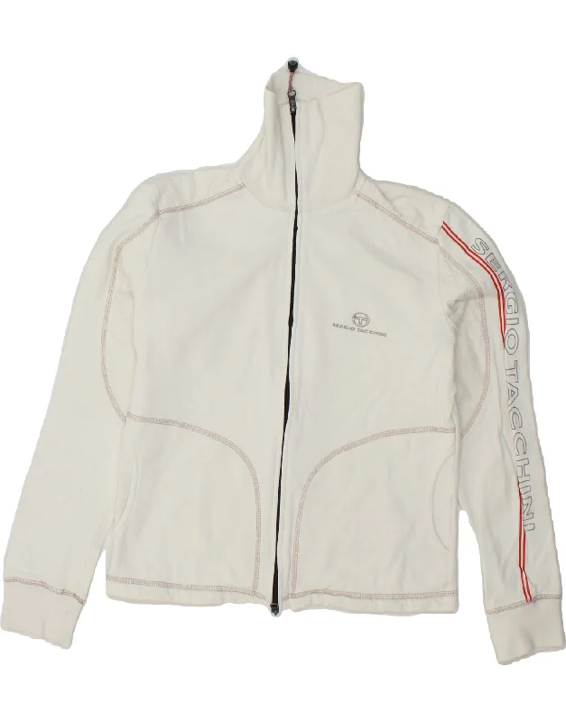 SERGIO TACCHINI Womens Graphic Tracksuit Top Jacket IT 46 Large White Fleece Jacket Down Jacket Parka SERGIO TACCHINI Womens Graphic Tracksuit Top Jacket IT 46 Large White Fleece Jacket Down Jacket Parka