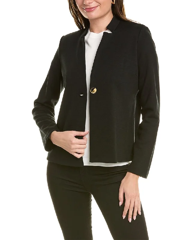 St. John Milano Knit Wool-Blend Jacket Satin Jacket Silk Jacket Chiffon Jacket