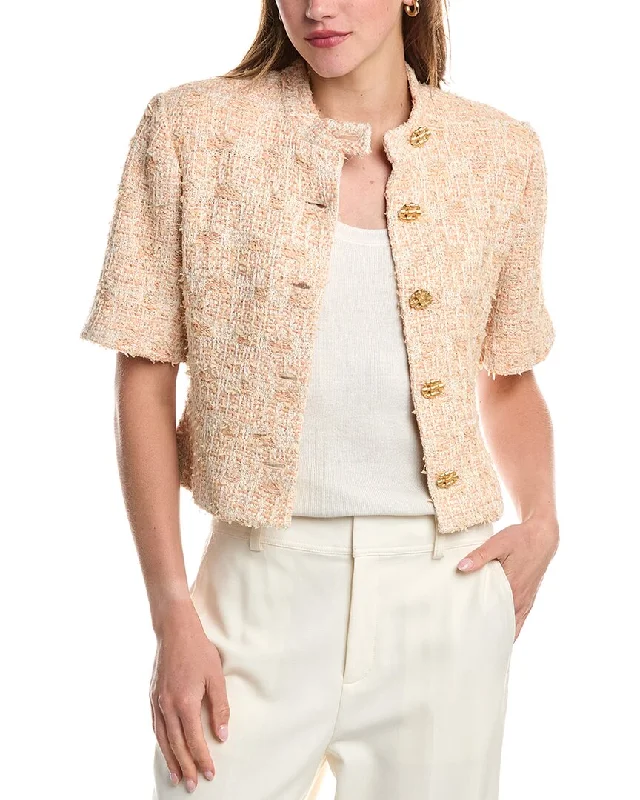 St. John Tweed Wool-Blend Jacket Satin Jacket Silk Jacket Chiffon Jacket