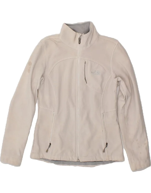 THE NORTH FACE Womens Tracksuit Top Jacket UK 10 Small White Polyester Front Pockets Side Pockets Patch Pockets