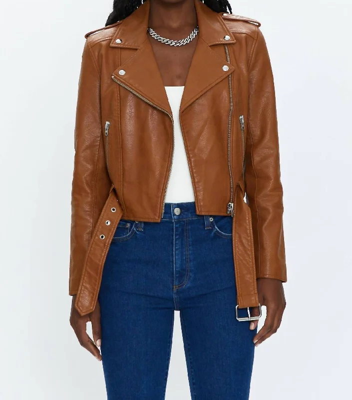 Tracy Moto Jacket In Cognac Print Jacket Jacquard Jacket Embroidered Jacket