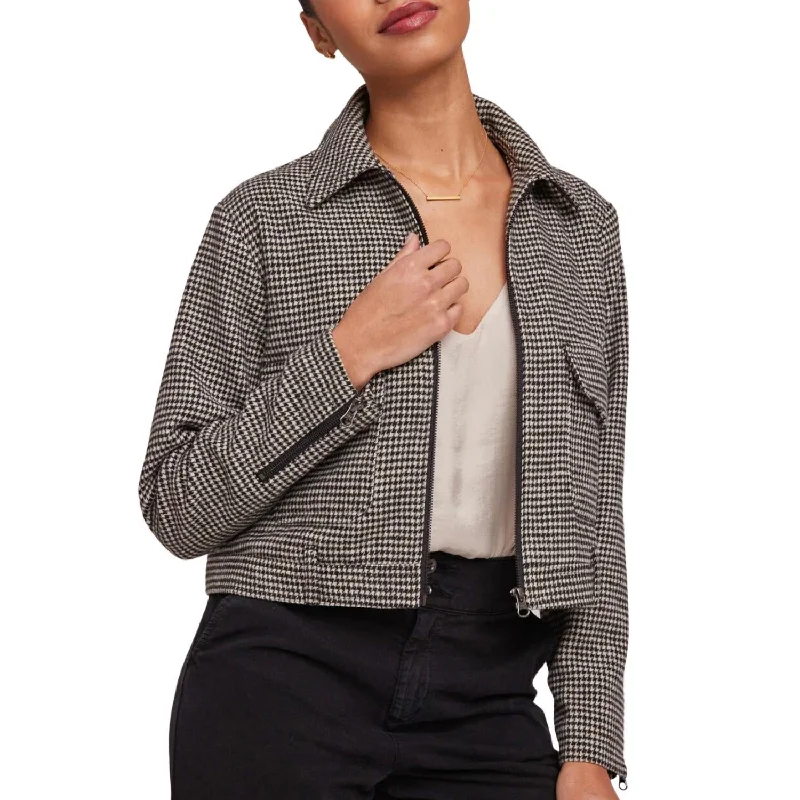 Utility Pocket Zip Jacket In Houndstooth Chenille Jacket Brocade Jacket Lace Jacket