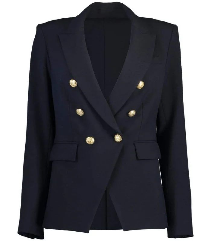 Veronica Beard Women's Navy Blue Dickey Classic Double Breasted Jacket Blazer Knit Fabric Woven Fabric Fleece Fabric Veronica Beard Women's Navy Blue Dickey Classic Double Breasted Jacket Blazer Knit Fabric Woven Fabric Fleece Fabric