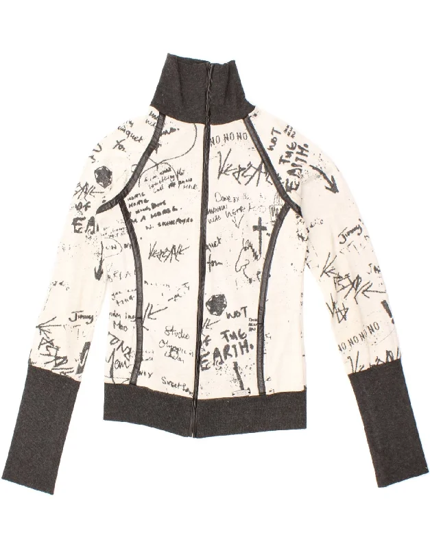 VERSACE Womens Graphic Tracksuit Top Jacket UK 12 Medium White Colourblock Knit Fabric Woven Fabric Fleece Fabric VERSACE Womens Graphic Tracksuit Top Jacket UK 12 Medium White Colourblock Knit Fabric Woven Fabric Fleece Fabric