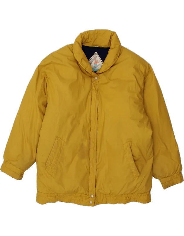 VIBRATIONS Womens Padded Ski Jacket EU 40 Medium Yellow Polyester Belted Jacket Elasticated Jacket Padded Jacket VIBRATIONS Womens Padded Ski Jacket EU 40 Medium Yellow Polyester Belted Jacket Elasticated Jacket Padded Jacket