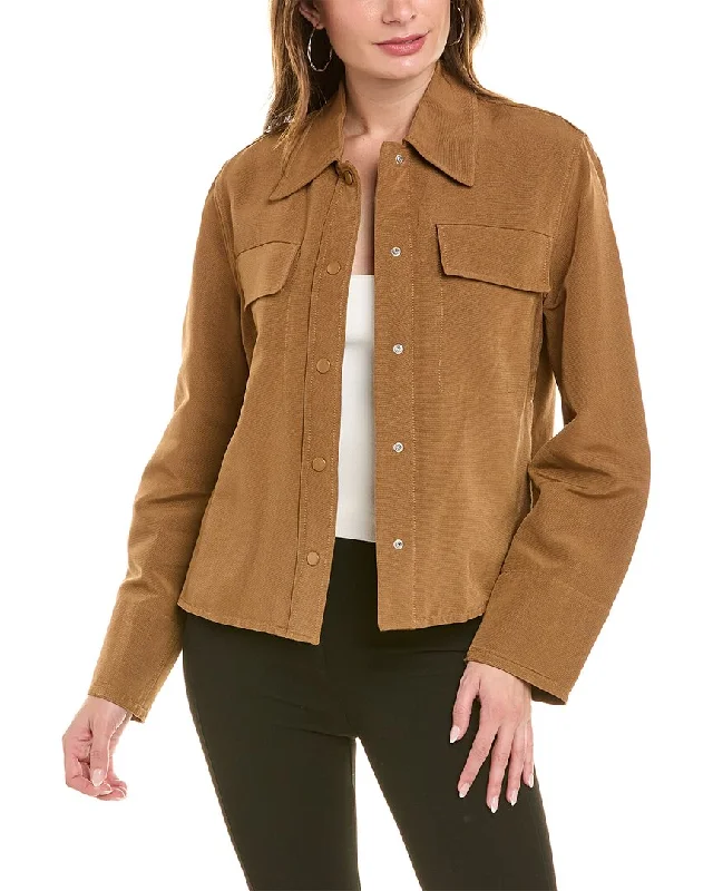 Vince Textured Shirt Jacket Toggled Jacket Drawstring Jacket Belted Jacket