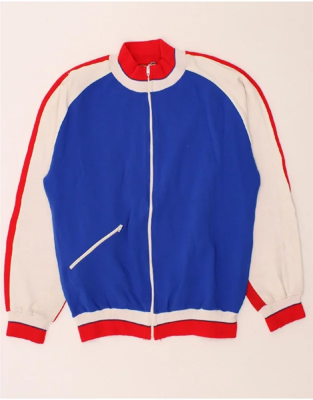 VINTAGE Womens Tracksuit Top Jacket IT 52 2XL Blue Colourblock Faux Fur Fabric Real Fur Fabric Shearling Fabric VINTAGE Womens Tracksuit Top Jacket IT 52 2XL Blue Colourblock Faux Fur Fabric Real Fur Fabric Shearling Fabric