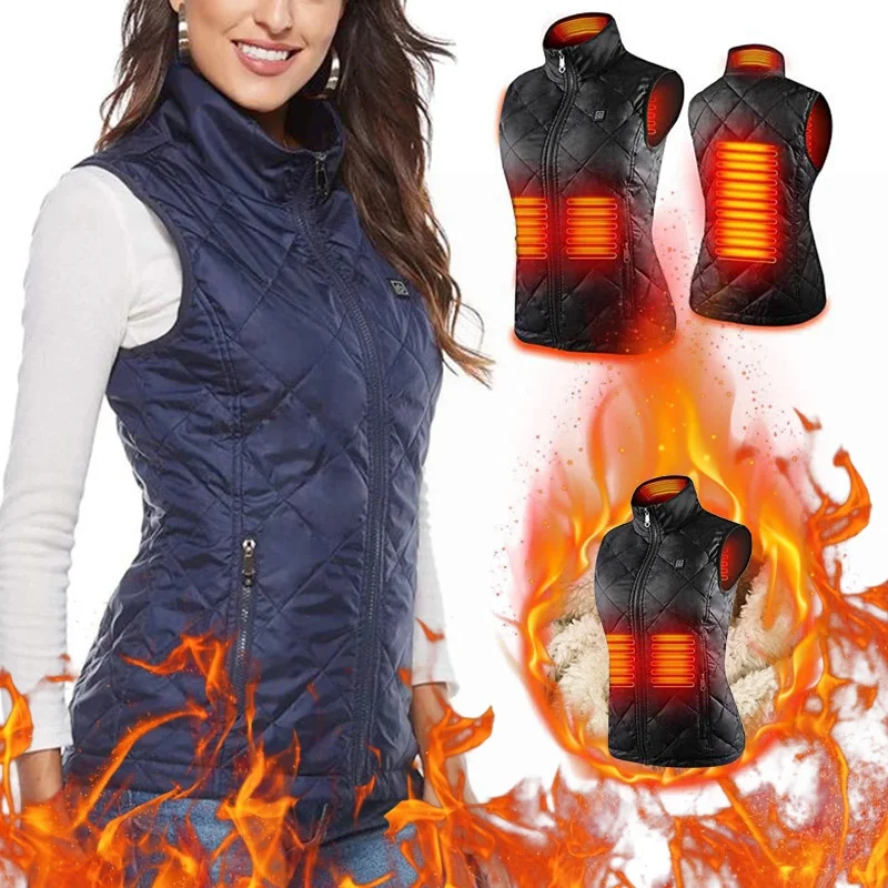 Women Heating Vest Winter Cotton Jacket USB Infrared Electric Heating suit Nylon Fabric Polyester Fabric Spandex Fabric Women Heating Vest Winter Cotton Jacket USB Infrared Electric Heating suit Nylon Fabric Polyester Fabric Spandex Fabric
