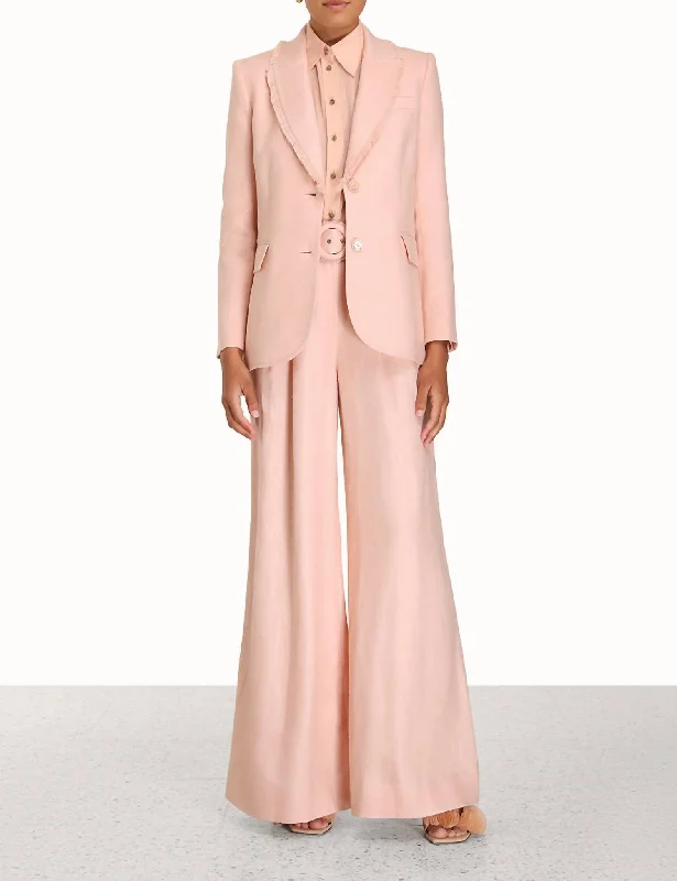 Women's Wonderland Jacket In Blush Boat Neck Shawl Collar Notched Collar