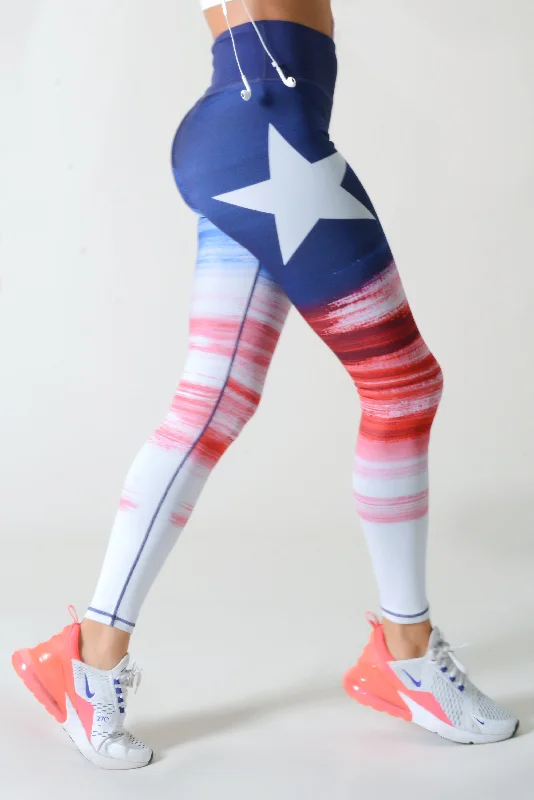 Active Red, White, & Blue Star Graphic Leggings