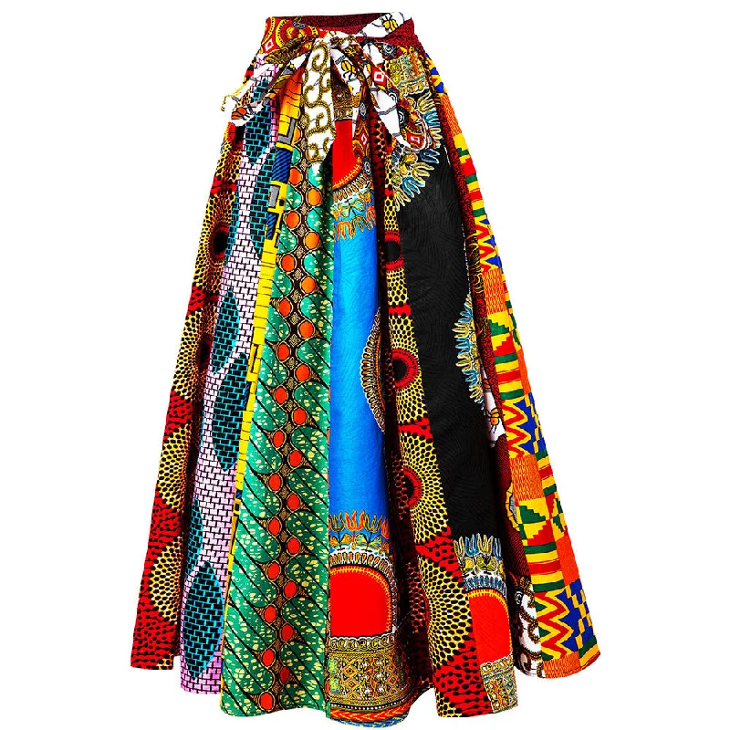 African Traditional Women African Kitenge Print Long Designs ethnic Clothing Dashiki Maxi Skirts For African Women