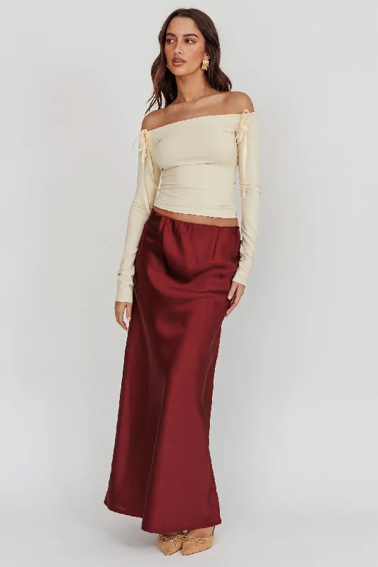 Cherubim Satin Maxi Skirt Wine