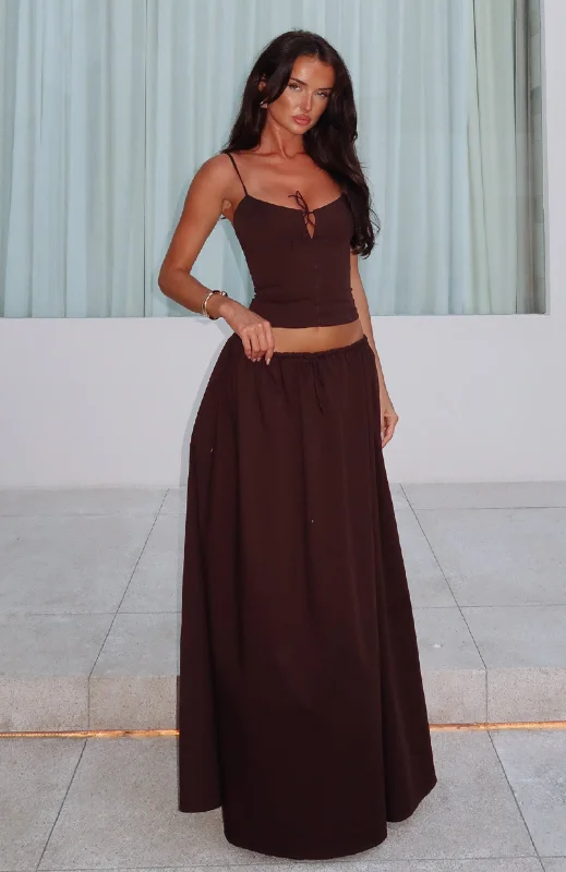 I'm Too Shy Maxi Skirt Chocolate