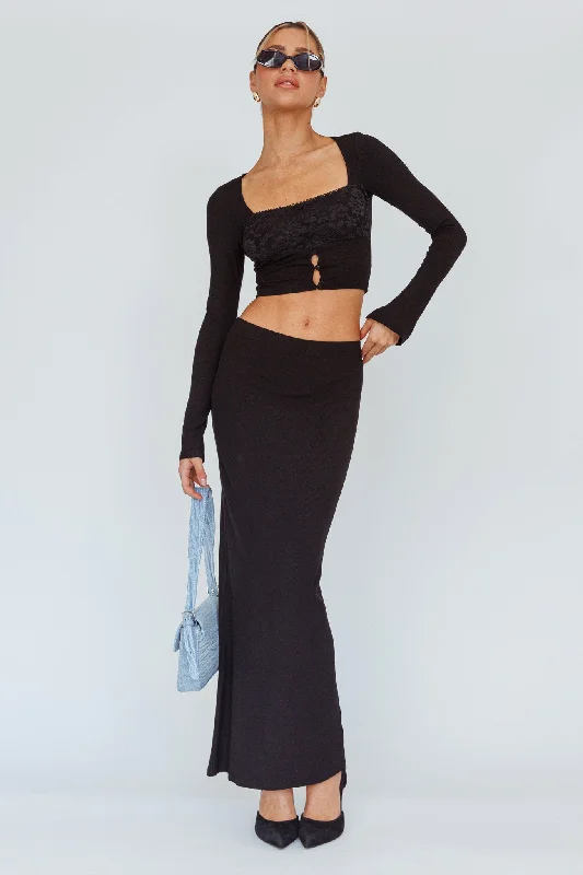 Lauryn Stretch Maxi Skirt Black