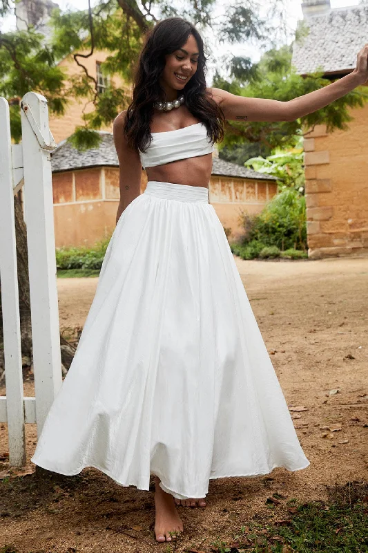 Love Songs Tied Back Maxi Skirt White