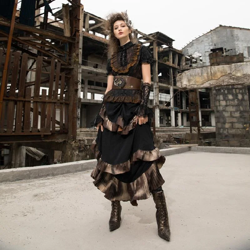 Women's Long Layered Steampunk Skirt