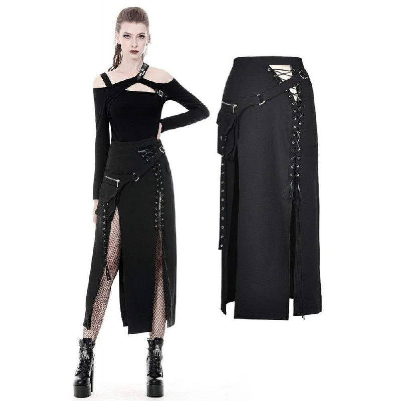 Women's Punk Sexy Slit Irregular Long Skirts