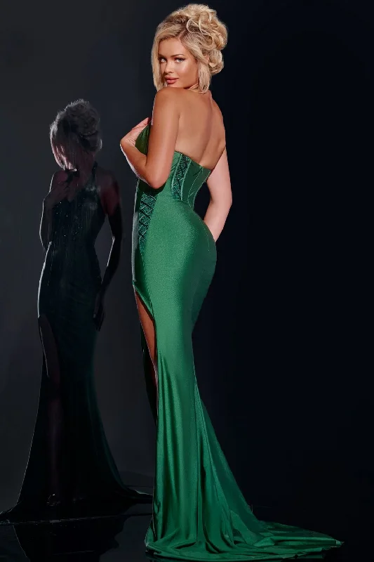 Jovani D5034 Embellished Long High Slit Formal Prom Dress