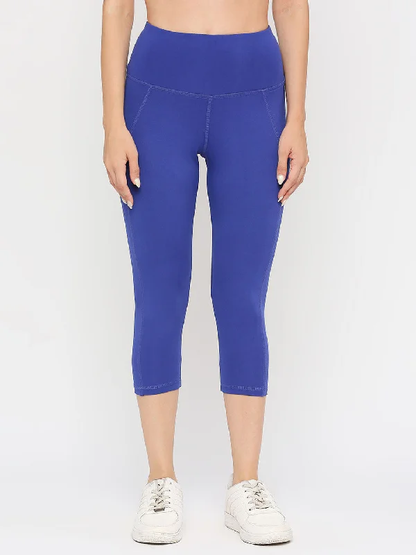 Women's Calf-Length Sports Leggings - Royal Blue