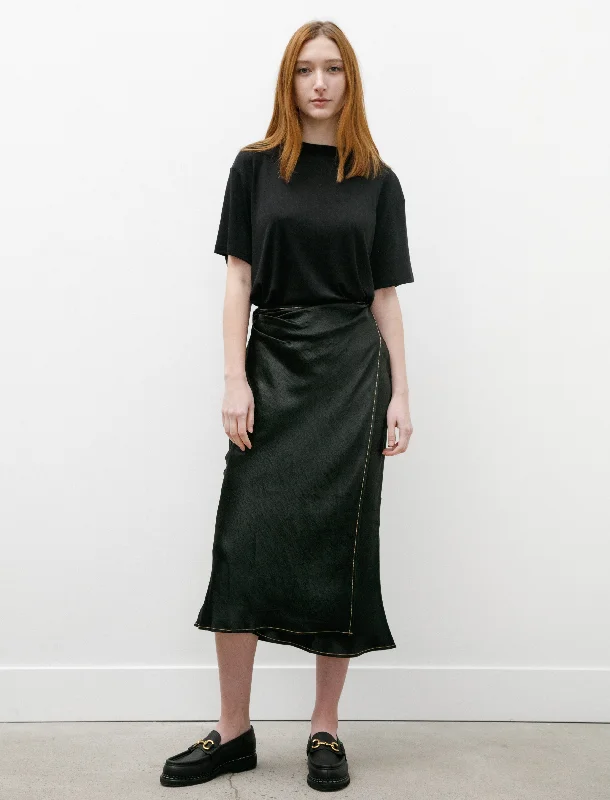 Satin Wrap Skirt Black silk skirt luxurious
