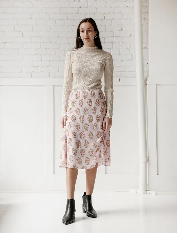 Iza Flower Skirt Pink/Orange velvet skirt luxury