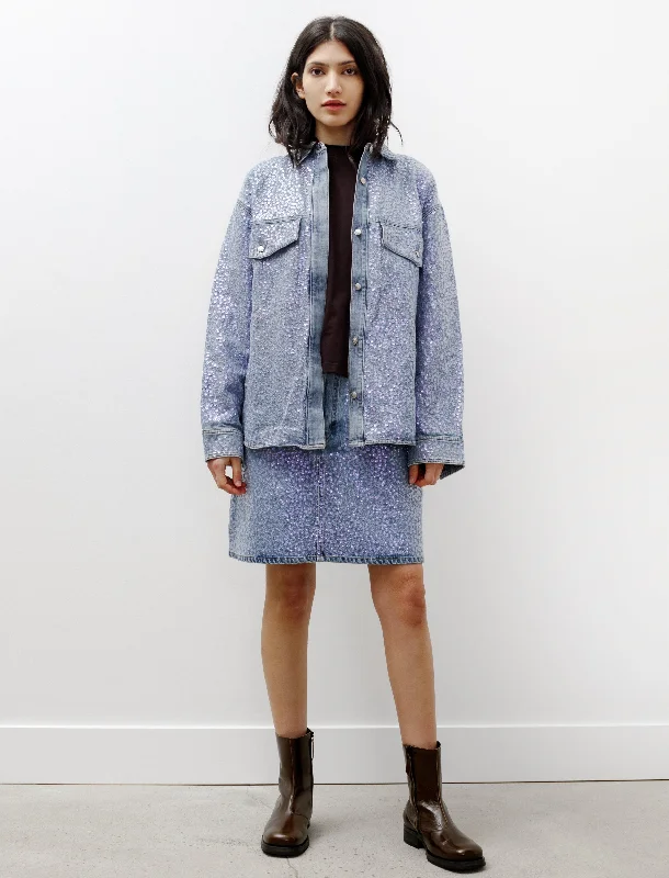 Sharmayne Denim Sequin Skirt silk skirt lustrous