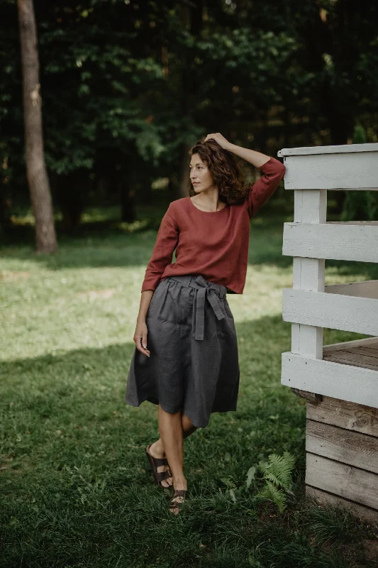 Bergen Mid Length Linen Skirt mini skirt trendy