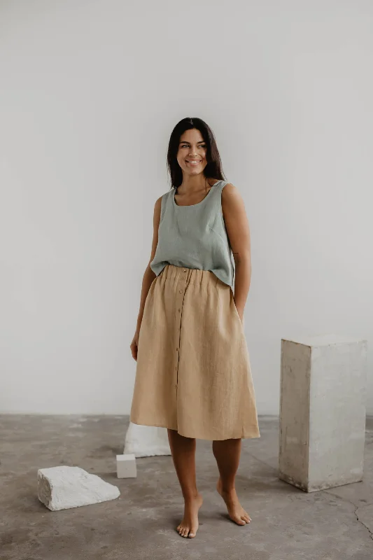 Daisy Linen Skirt With Buttons velvet skirt rich