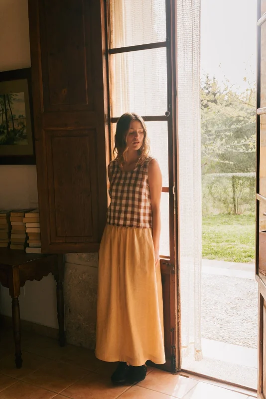 Mona Long Linen Skirt denim skirt casual