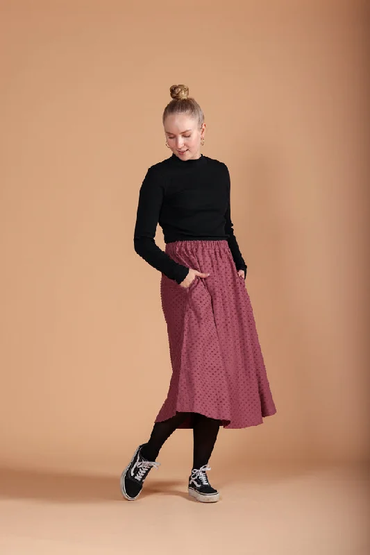 Ana Skirt Rose Brown Dot floral skirt print