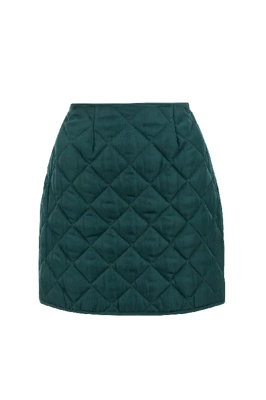 Maria Quilted Skirt Green velvet skirt plush