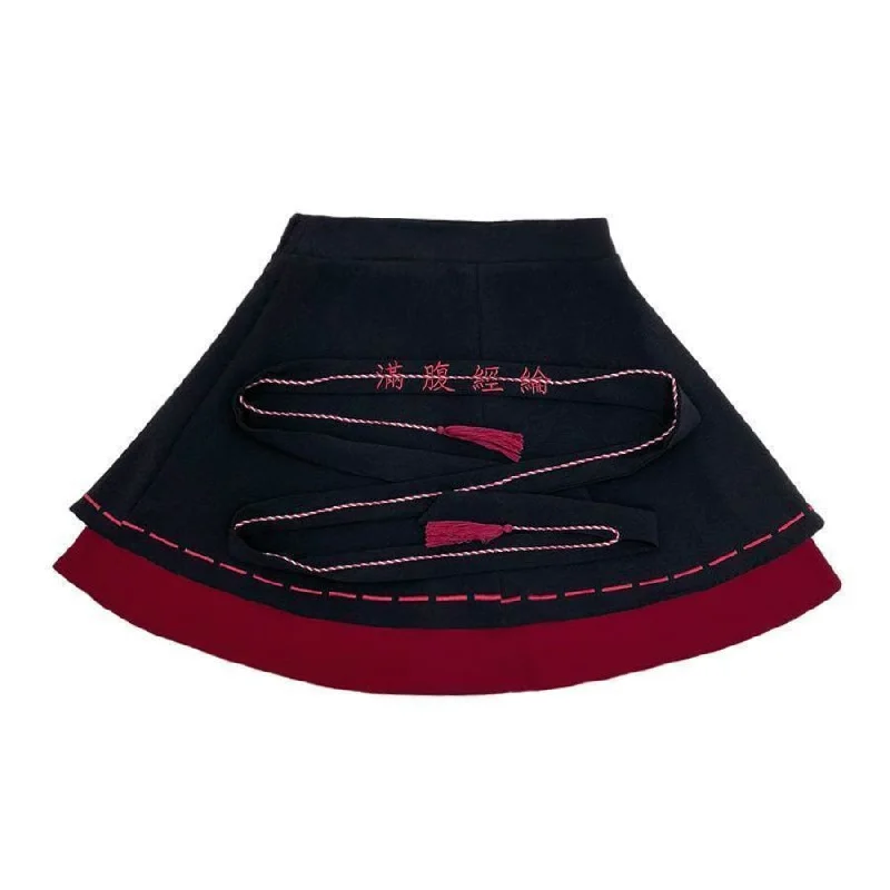 High Waist Tassels Belted Skirt A-Line lace skirt delicate