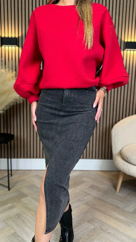 Dallas Black Denim Skirt leather skirt bold