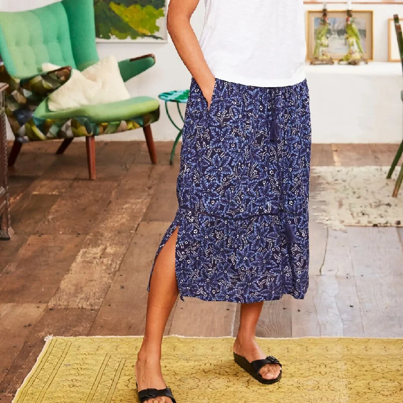Dancing Palms High Waisted Midi Skirt patchwork skirt art