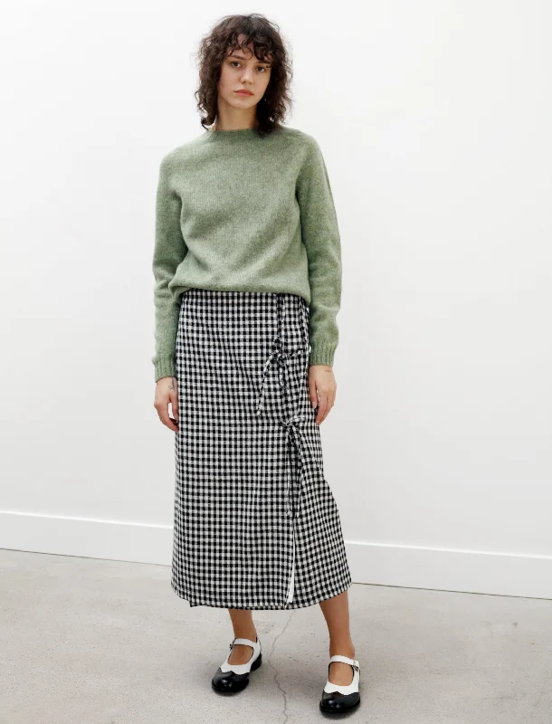 Bows Checked Wrap Skirt Black and White velvet skirt plush