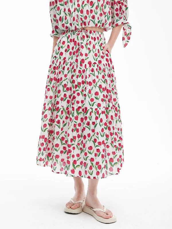 French Tulip Pod skirt satin skirt smooth