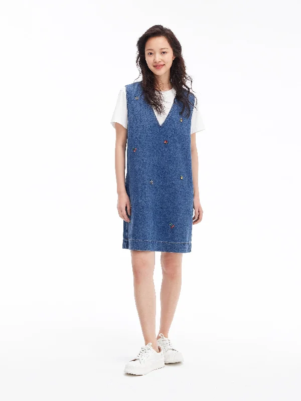 Fruit Diamond Denim Skirt wool skirt warm