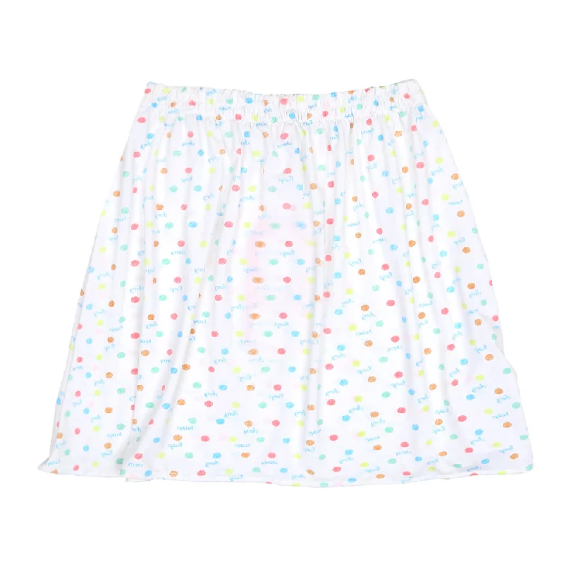 Girls Casual Skirt Dots -White elastic waist skirt
