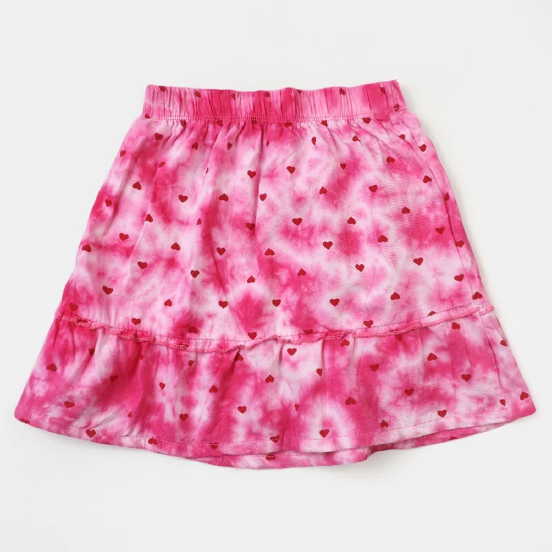 Girls Cotton Casual Skirt Tie Dye Hearts - Magenta lace skirt intricate