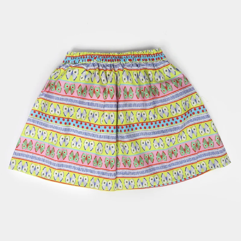 Girls Cotton Casual Skirt - Multi high slit skirt