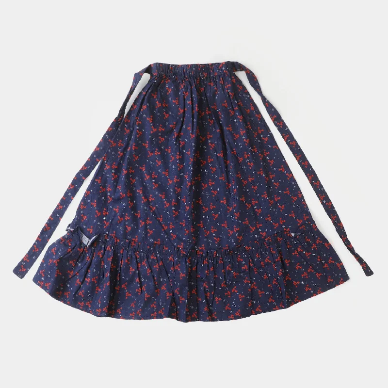 Girls Cotton Long Skirt - Navy Blue maxi skirt elegant