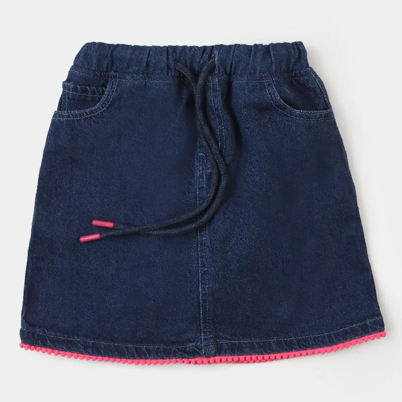 Girls Denim Rib Skirt - Mid Blue athletic skirt fit