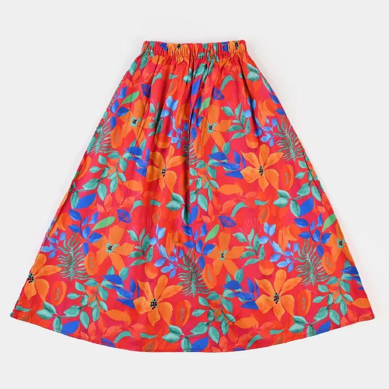Girls Digital Print Long Skirt - Multi vintage skirt charm