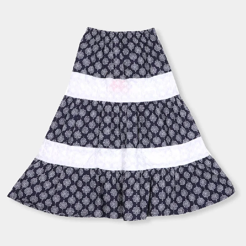 Girls Digital Print long Skirt - Navy velvet skirt sumptuous