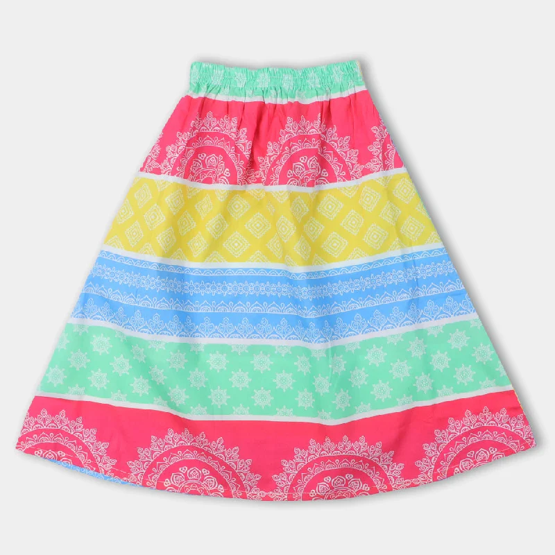 Girls Long Skirt Rangoli - Multi denim skirt classic