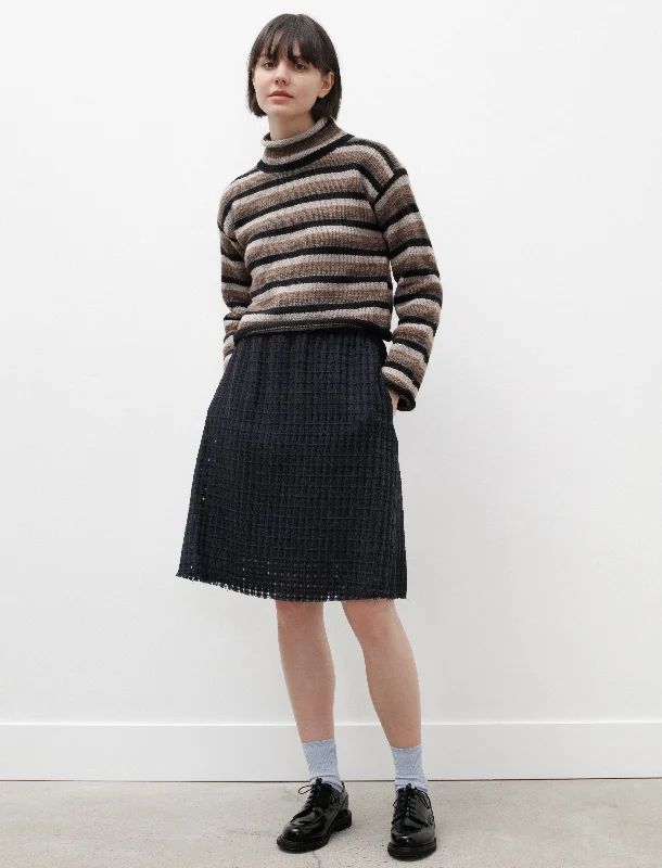 Audrey Skirt Navy and Black leather skirt refined